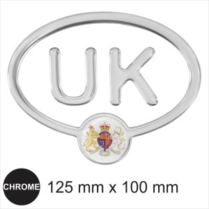 UK Royal Coats of Arms Oval Mirror Chrome Effect Dome Sticker 3D Gel Resin Decal
