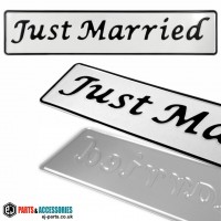 SINGLE OBLONG Just Married Wedding Car Pressed Number Plates White/Black