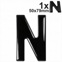 Letter N 3d gel number plates Black Domed Resin Making DIY Registration UK REG
