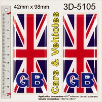 2x 42 x 98 mm GB UK Union Jack Flag Number Plate Resin 3D Gel Stickers Decals Badges Domed