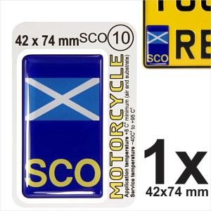 SCO Scottish flag Motorcycles NUMBER PLATE 3D GEL STICKER Resin Domed Badge