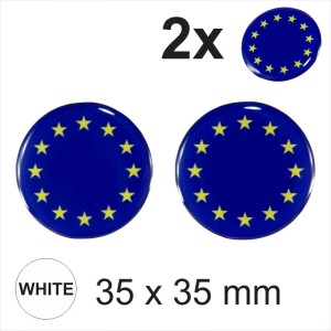 2x35 mm European Union ES EU Round Moto Helmet Circle Sticker Decal Domed Gel 3D