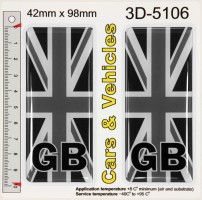 2x 42 x 98 mm GB UK Black Union Jack Flag Number Plate Resin Stickers Decals Badges Domed