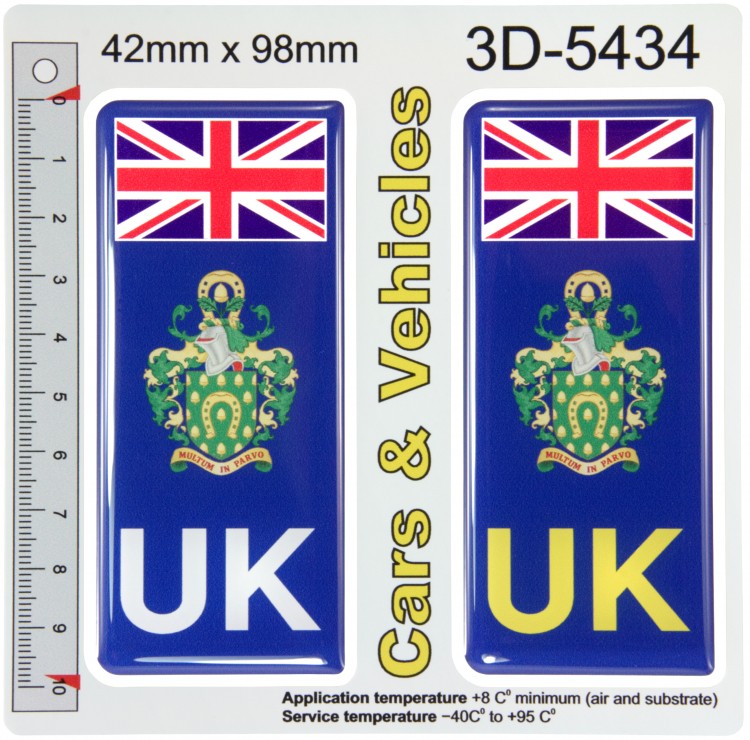 2x 42 x 98 mm UK Flag Rutland County Number Plate Stickers 3D Gel Domed Decals Badges
