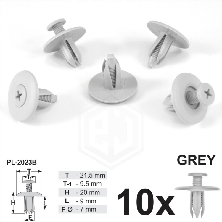 7mm Grey Screw-Fit Rivet Trim Clips Panel Bumper Wheel Arch Lining Fender UK