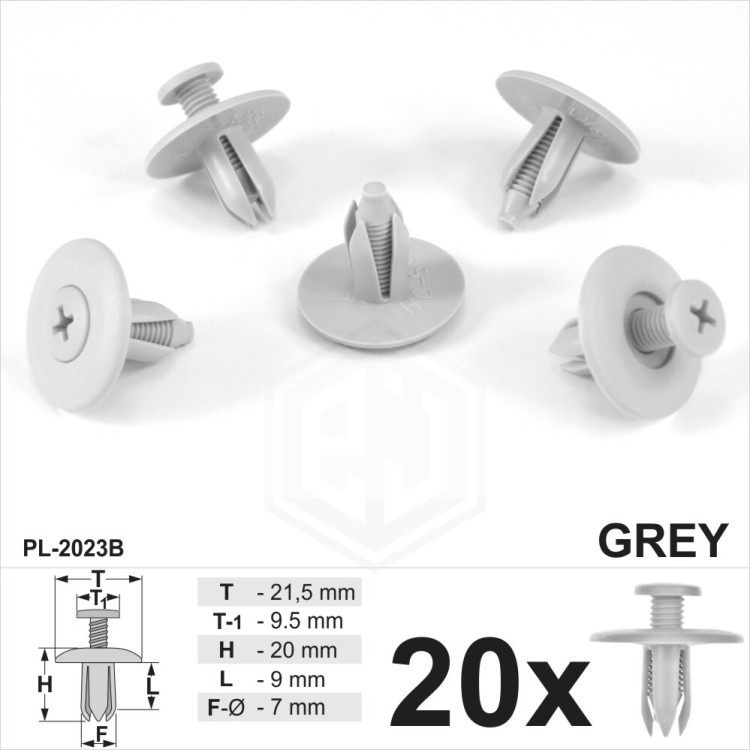 7mm Grey Screw-Fit Rivet Trim Clips Panel Bumper Wheel Arch Lining Fender UK