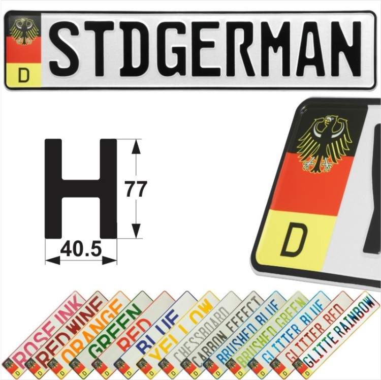 D Flag Arms Germany Pressed Metal Number Plates Replica Show Custom Trucker Name