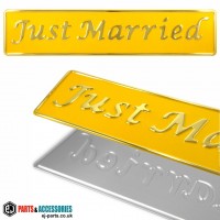 SINGLE OBLONG Just Married Wedding Car Pressed Number Plates Yellow/Gold
