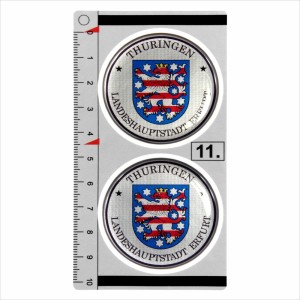 Thuringen set of 2 German Number Plate Seal Stadt 3D Domed resin Sticker badge