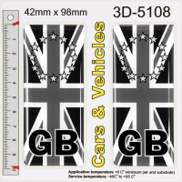 2x 42 x 98 mm GB Black UK Union Jack Euro Stars Number Plate Stickers Decals Badges Domed