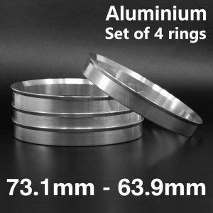 Aluminium Spigot Rings / 73.1mm - 63.9mm FULL SET OF (4) FOUR RINGS