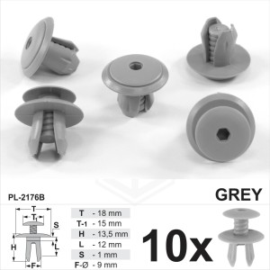 Grey Door Panel Trim Clips Fixings Plastic Screw Fit Rivet Fastener Fits VW