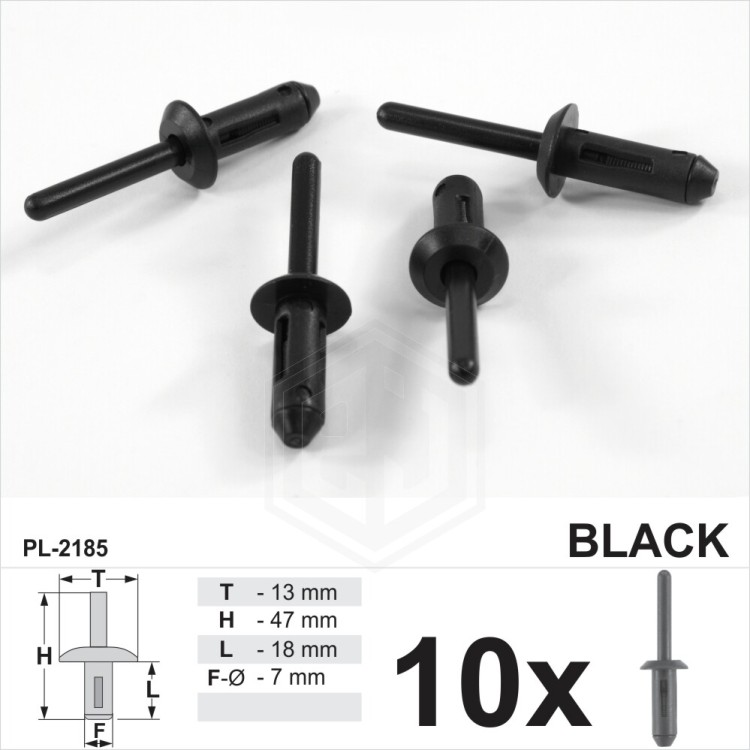 7mm hole Clips Bumper Strip Retainer Trim Fixing Rivet Black Plastic for GM