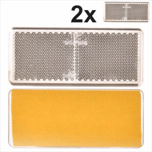 2x 96x42 mm Self-Adhesive White Oblong Rectangular Trailer Caravan Reflectors