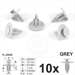 Grey for Mazda Trim Push Rivet Clips Interior Fastener Panels Fascias Covers