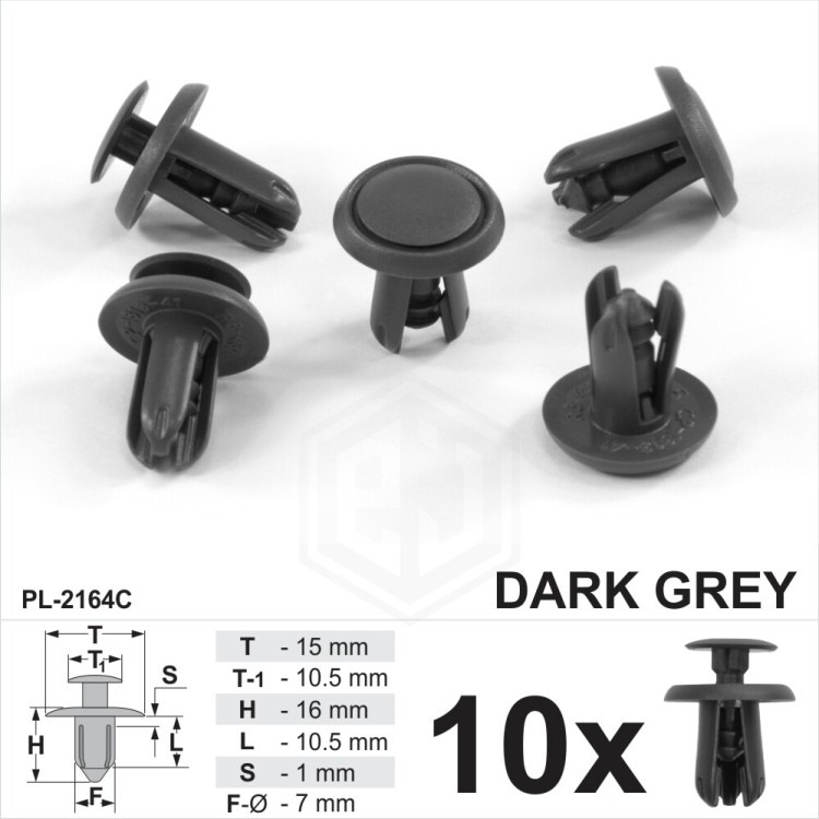 7mm Hole Dark Gray Plastic Trim Clips Bumpers Wing Liner Splashguars Arch