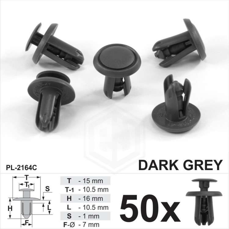 7mm Hole Dark Gray Plastic Trim Clips Bumpers Wing Liner Splashguars Arch
