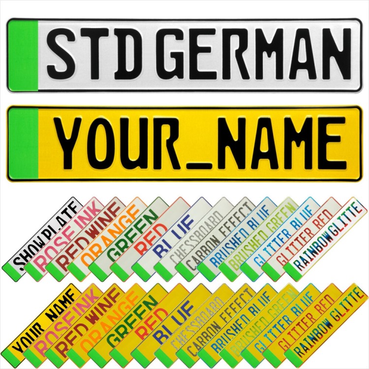 EV Green Badge Electric Pressed Metal Number Plates Replica Show Trucker Name