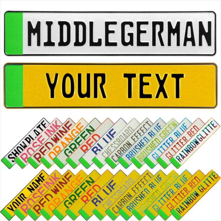 EV Green Badge Electric Pressed Metal Number Plates Replica Show Trucker Name