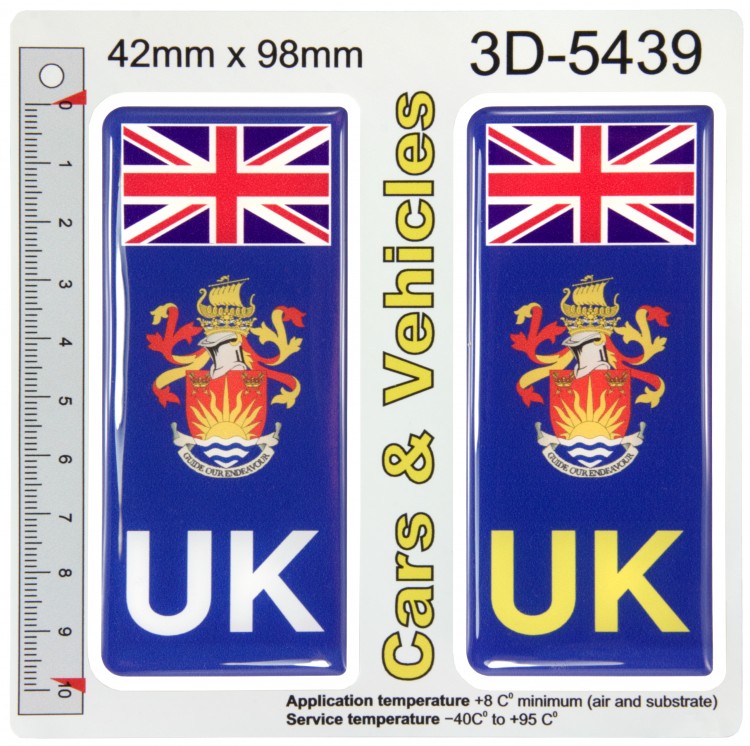 2x 42 x 98 mm UK Flag Suffolk County Number Plate Stickers 3D Gel Domed Decals Badges