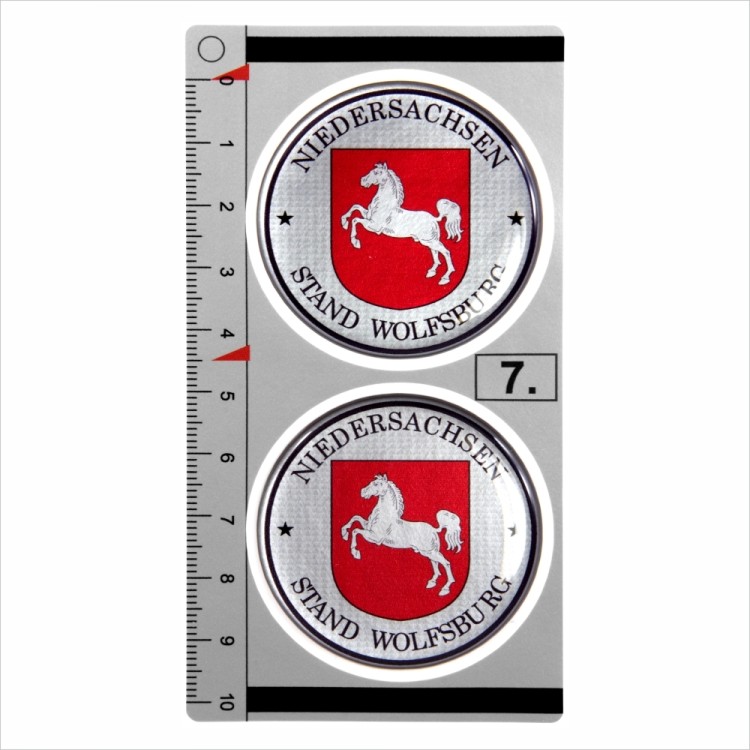 WOLFSBUR set of 2 German Number Plate Seal Stadt 3D Domed Sticker Badge