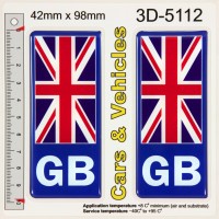 2x 42 x 98 mm GB Union Jack Flag 3D Gel Resin Number Plate Stickers Decals Badges Domed