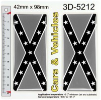 2x 42 x 98 mm Cross Black Grey Flag Domed Gel Resin Number Plate Sticker Badges Decals