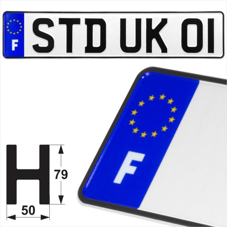France F EU Badge Novelty Pressed Metal Number Plates Replica Show Trucker Name