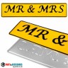SINGLE OBLONG Mr & Mrs Personalised Wedding Car Pressed Number Plates Yellow/Black - SINGLE OBLONG Mr & Mrs Personalised Wedding Car Pressed Number Plates Yellow/Black