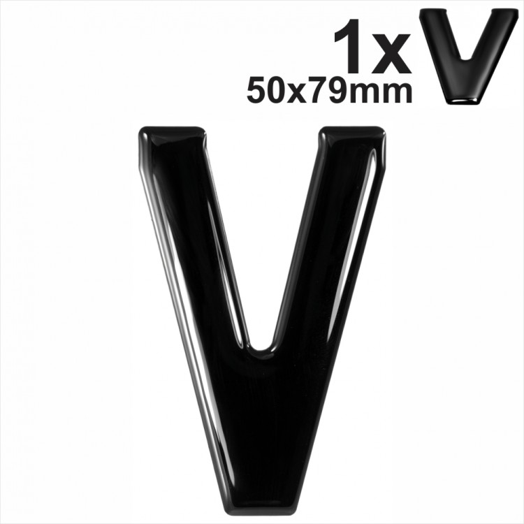 Letter V 3d gel number plates Black Domed Resin Making DIY Registration UK REG