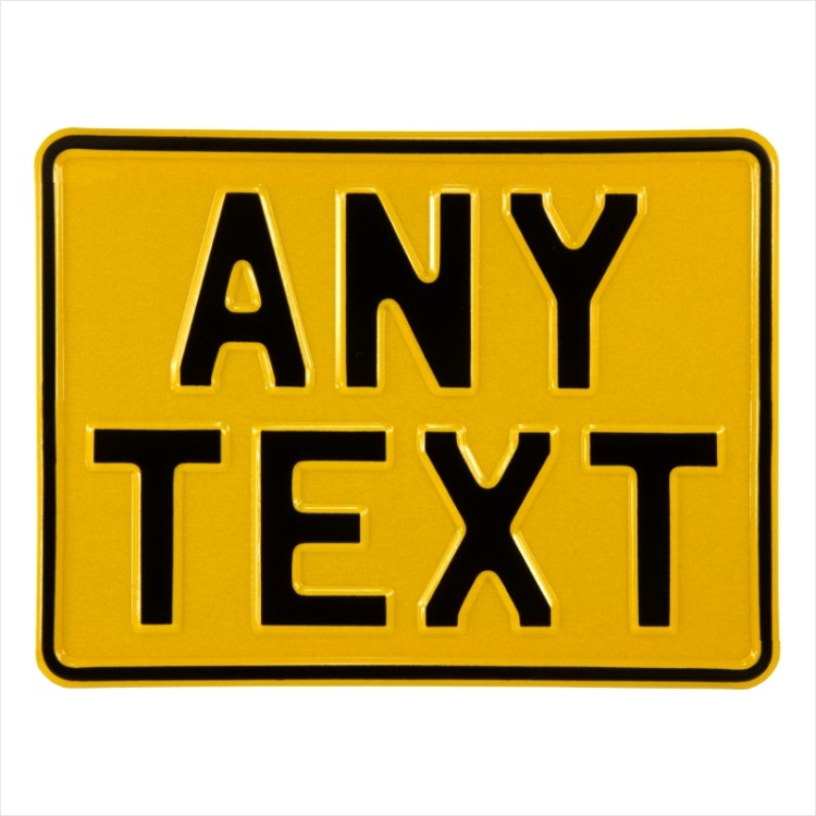 8x6 Yellow Single (1) personalised Toy Kids Car Motorcycle Pressed TEXT Novelty Plate 200x150 mm