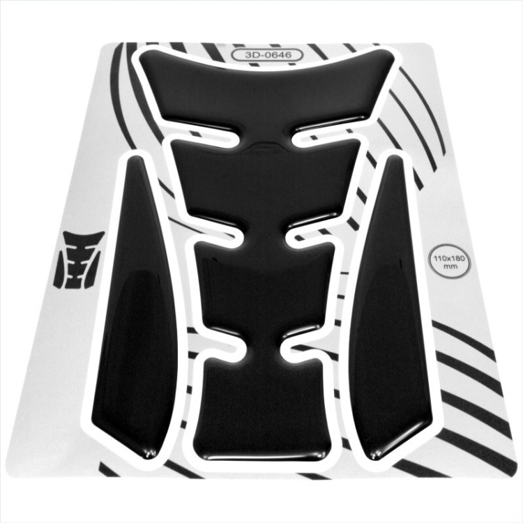 Tank Pad Protector Sticker Motorcycle Motorbike Scratch 3d Domed Black 3 parts