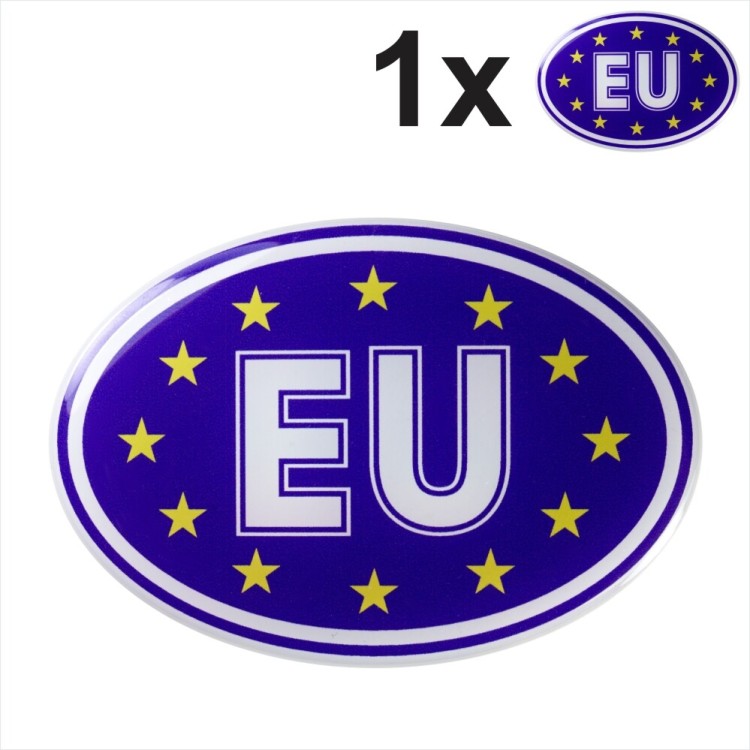 1x EU European Union euro stars BLUE OVAL CAR STICKER Resin Decal 3d Domed Badge