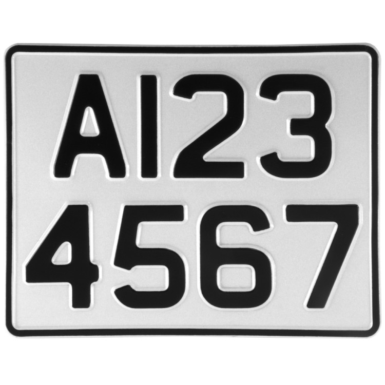 1x 9x7 White Trailer Caravan Registration Plate for Towing Abroad EU Travel Touring Number Plate Metal UK 100% Road Legal