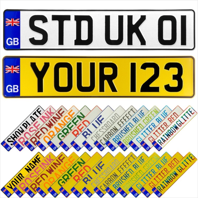 GB Union Jack Badge Pressed Metal Number Plates Replica Custom Show Trucker Name