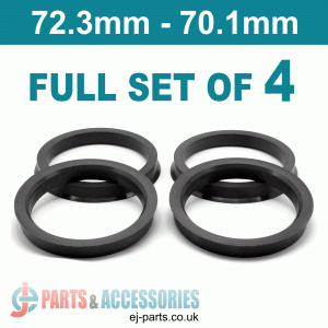 Spigot Rings / 72.3mm - 70.1mm FULL SET OF (4) FOUR RINGS Spigot Rings / 72.3mm - 70.1mm FULL SET OF (4) FOUR RINGS Hub Centric Rings  Alloy Wheels Spigot Rings (Centre Rings)