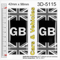 2x 42 x 98 mm GB Black Union Jack Flag Gel Resin Number Plate Stickers Decals Badges Domed