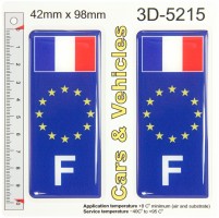 2x 42 x 98 mm F France French euro star Flag Blue Gel Domed Number Plate Sticker Badge Decal