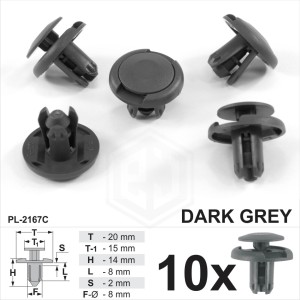 8mm Dark Gray Plastic Trim Clips Wheel Arch Lining Splashguars Fits Honda