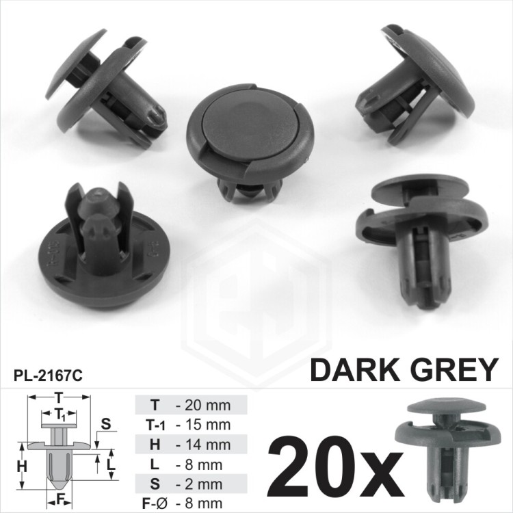8mm Dark Gray Plastic Trim Clips Wheel Arch Lining Splashguars Fits Honda