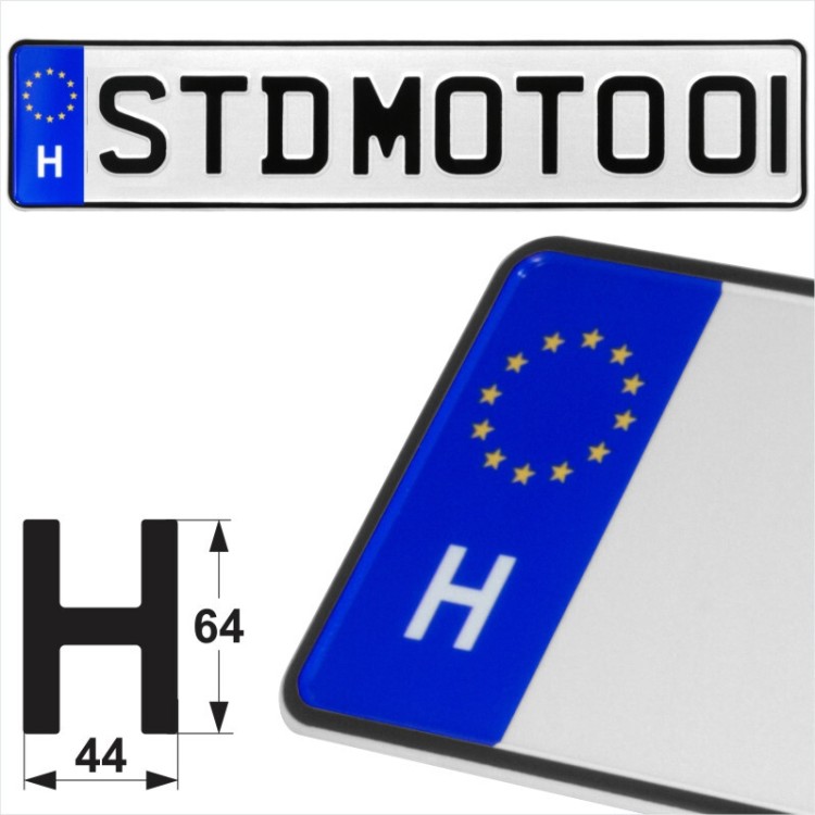Hungary H EU Badge Magyar Pressed Metal Number Plates Replica Show Trucker Name