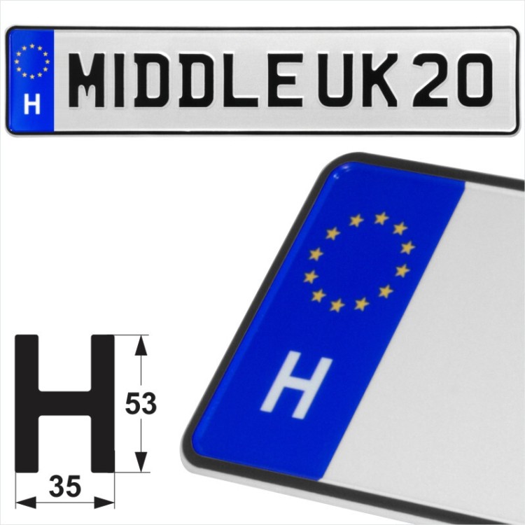 Hungary H EU Badge Magyar Pressed Metal Number Plates Replica Show Trucker Name