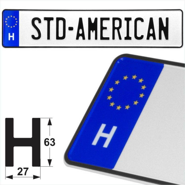 Hungary H EU Badge Magyar Pressed Metal Number Plates Replica Show Trucker Name