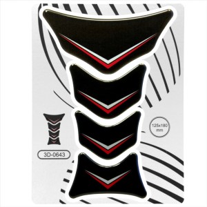 Tank Pad Protector Sticker Motorcycle Motorbike Scratch 3d Domed Black Red Gel