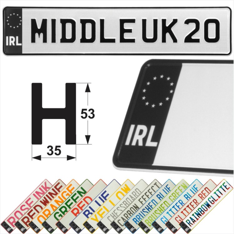 IRL Black Irish Ireland 3D Pressed Metal Number Plates Replica Show Trucker Name