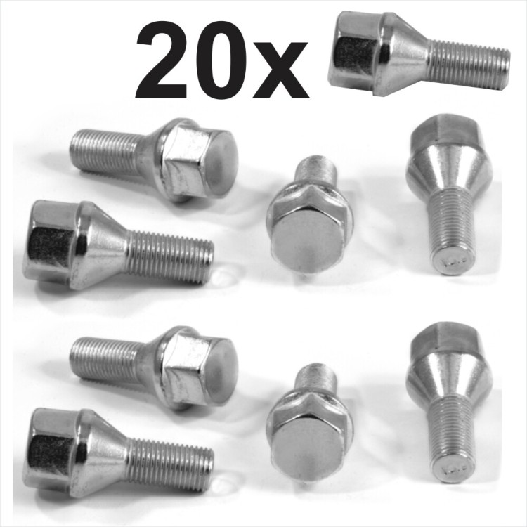 M12 x 1.25 22mm thread 19 mm Hex alloy wheel bolts taper seat Zinc plated