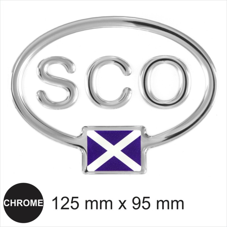 SCO Scotland Scottish Saltire flag Oval Chrome Effect Domed Resin 3D Car Sticker