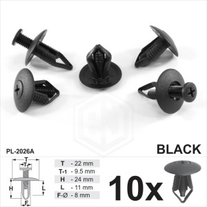 8mm Fender Wheel Arch Lining Splashguard Scrivets Plastic Rivet Trim Clips