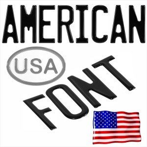 3D Black AMERICAN Font Car USA Number Plate Gel Domed digits letters stickers