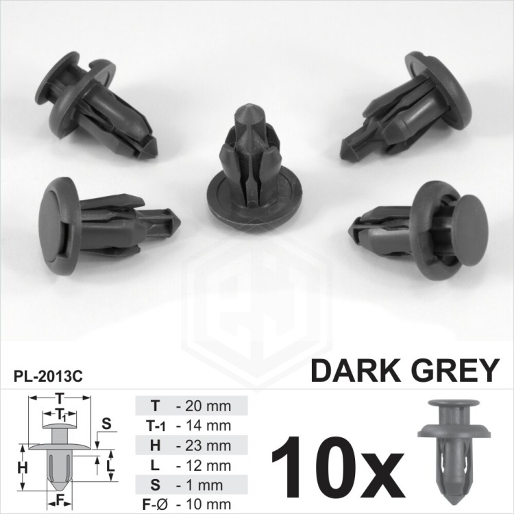 10x Dark Grey Plastic Push In Rivet Type Clip Retainer Bumper Side Skirts Grills